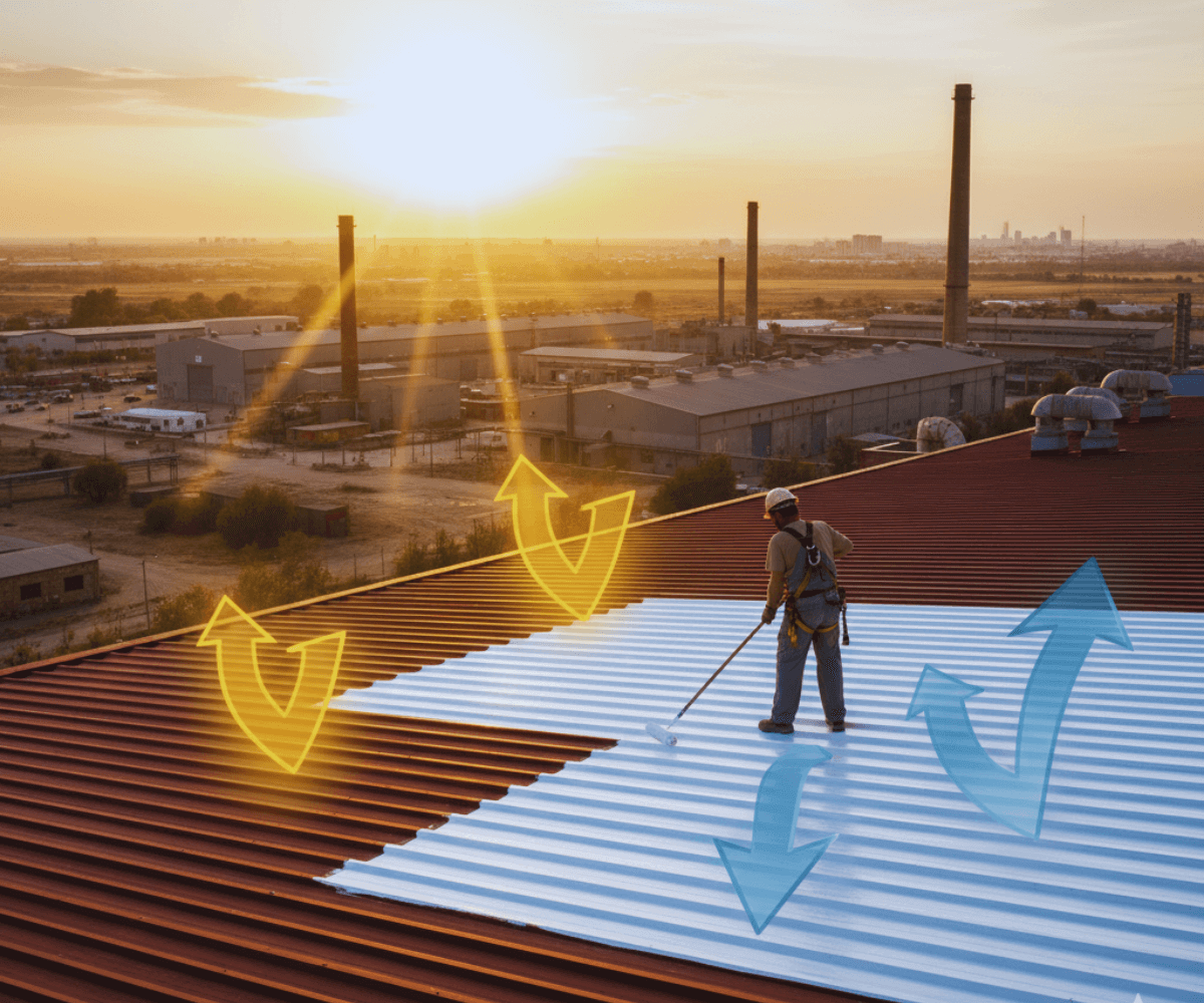 EcoPaint Sun UV & IR Rays Protection on Industrial Roof
